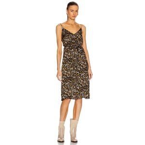 R13 Midi Slip w/ Back Tie in Grey/Orange Leopard - sz Medium